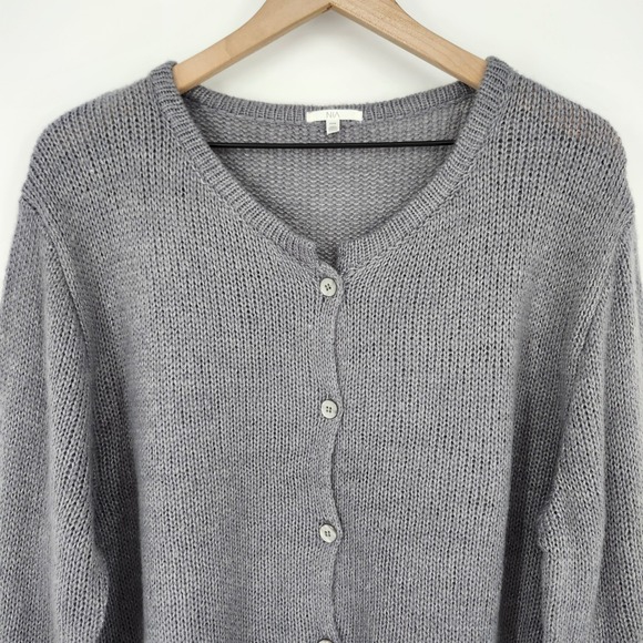 NIA Grey‎ Wool Blend Knit Cardigan Womens Plus Size Scandi Chic Maximalism Boxy - Picture 3 of 8